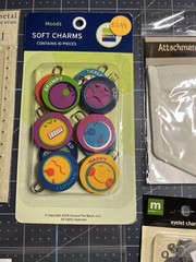 Mixed Lot of Scrapbooking Crafting Embellishments, Soft charms, word clips,jewel