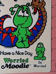 Vintage MOODIES SUPER STICKERS Worried Large Sheet Decal Specialties
