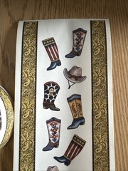 Vintage Boots, Hats, And Borders Sticker ROLL by Debra Jordan Bryan Cowboy West