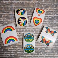 Vintage 80’s stickers Illuminations Mods rainbow butterfly heart dove lot of 10