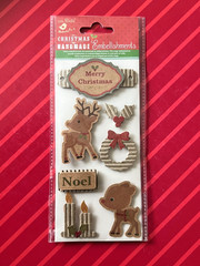 YOU CHOOSE – BURLAP KRAFT CHRISTMAS 3D STICKERS GREAT FOR SCRAPBOOKING & CARDS