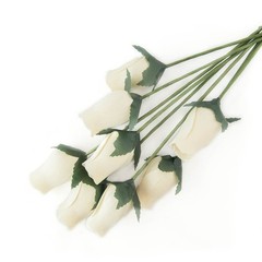 White Bunch of 8 Closed Bud Wooden Roses for Crafts Custom Bouquets and Other…