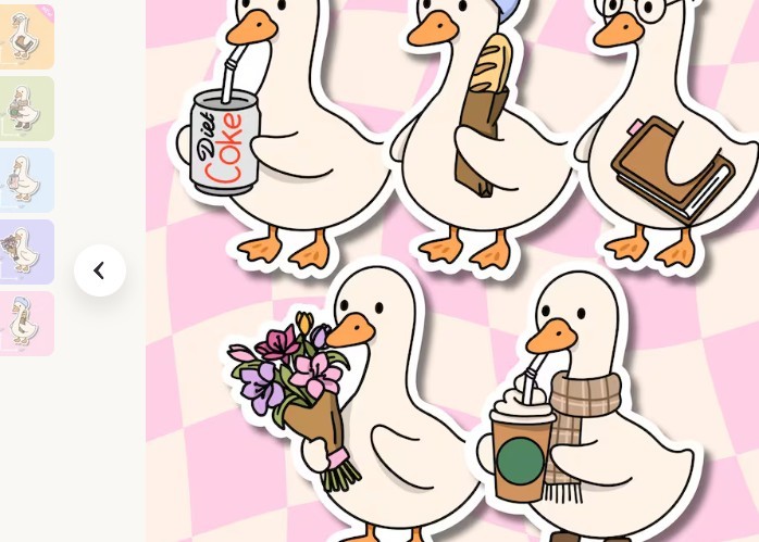 ute Goose Animal Stickers Set, White Pink Orange Black, Animals & Insects