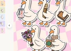 ute Goose Animal Stickers Set, White Pink Orange Black, Animals & Insects