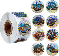 500Pcs Fall Thanksgiving Stickers Roll 1.2In Laser Turkey Waterproof Decals 5 Co