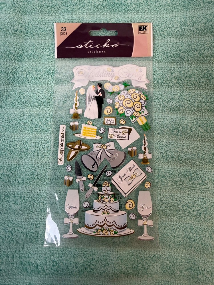 Sticko Wedding Day Theme 33 Pieces Scrapbook Stickers Crafts New