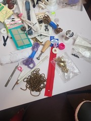 Huge Assorted Craft Sewing Lot Buttons Zippers Scissors Embellishments Supplies