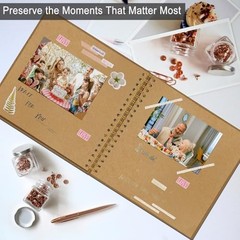 DIY Scrapbook Album 7×7 Inch Hardcover Kraft Paper Memory Photo Book 40 Pages