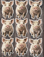 Pig Die Cut Vinyl Stickers Set Scrapbooking Laptop Waterbottle