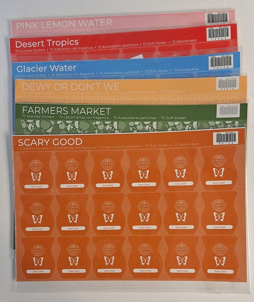 6 packs of Scentsy Scratch n sniff scented stickers 72 stickers a pack/432 total