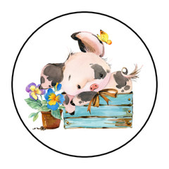 30 CUTE PIG & FLOWERS ENVELOPE SEALS LABELS STICKERS 1.5″ ROUND FAVORS GIFTS