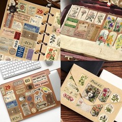 32 Sheets Pre-Cut Vintage Washi Stickers & 20 Scrapbook Papers Ephemera – Retro