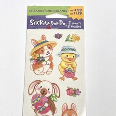 NEW Stickety Doo Da EASTER ANIMALS BUNNY CHICKEN EGG FLOWER Stickers 2 Sheets