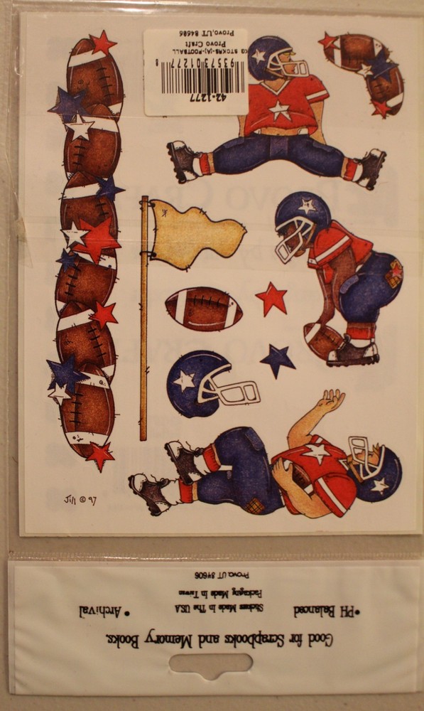 New Provo Craft Scrapbooking Stickers FOOTBALL 2 sheets red blue defense offense