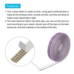 0.3 Inch 3 Yards Self Adhesive Crystal Rhinestone Diamond Ribbon Bright Purple