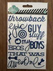 Heidi Swapp, 12-Piece Blue Glitter Stickers, Guy-Bros-Boy Theme, Scrapbooking