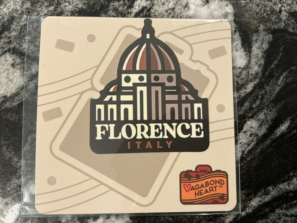 Vagabond Heart Florence Italy Duomo Scrapbook Sticker. Weatherproof, Free Ship
