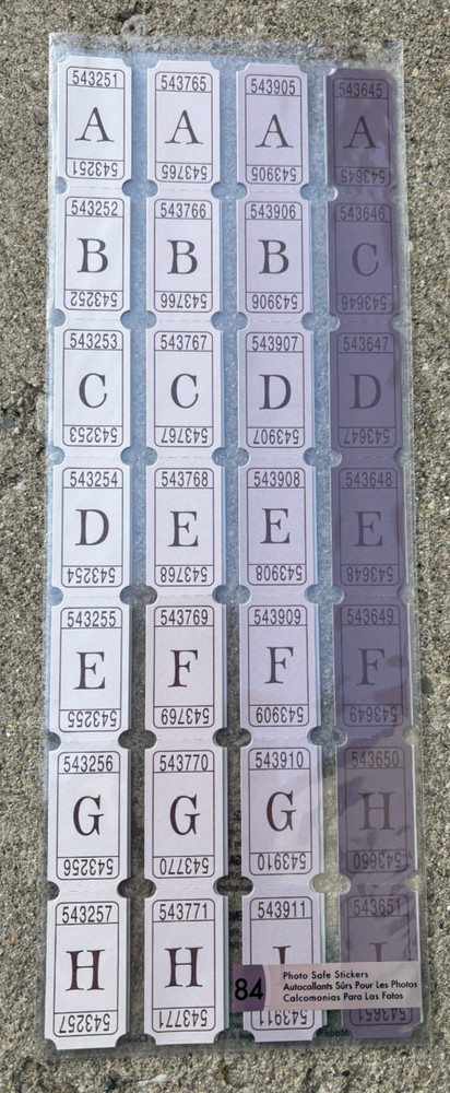 STICKO THEMED SCRAPBOOK STICKERS RAFFLE TICKET ABCs *
