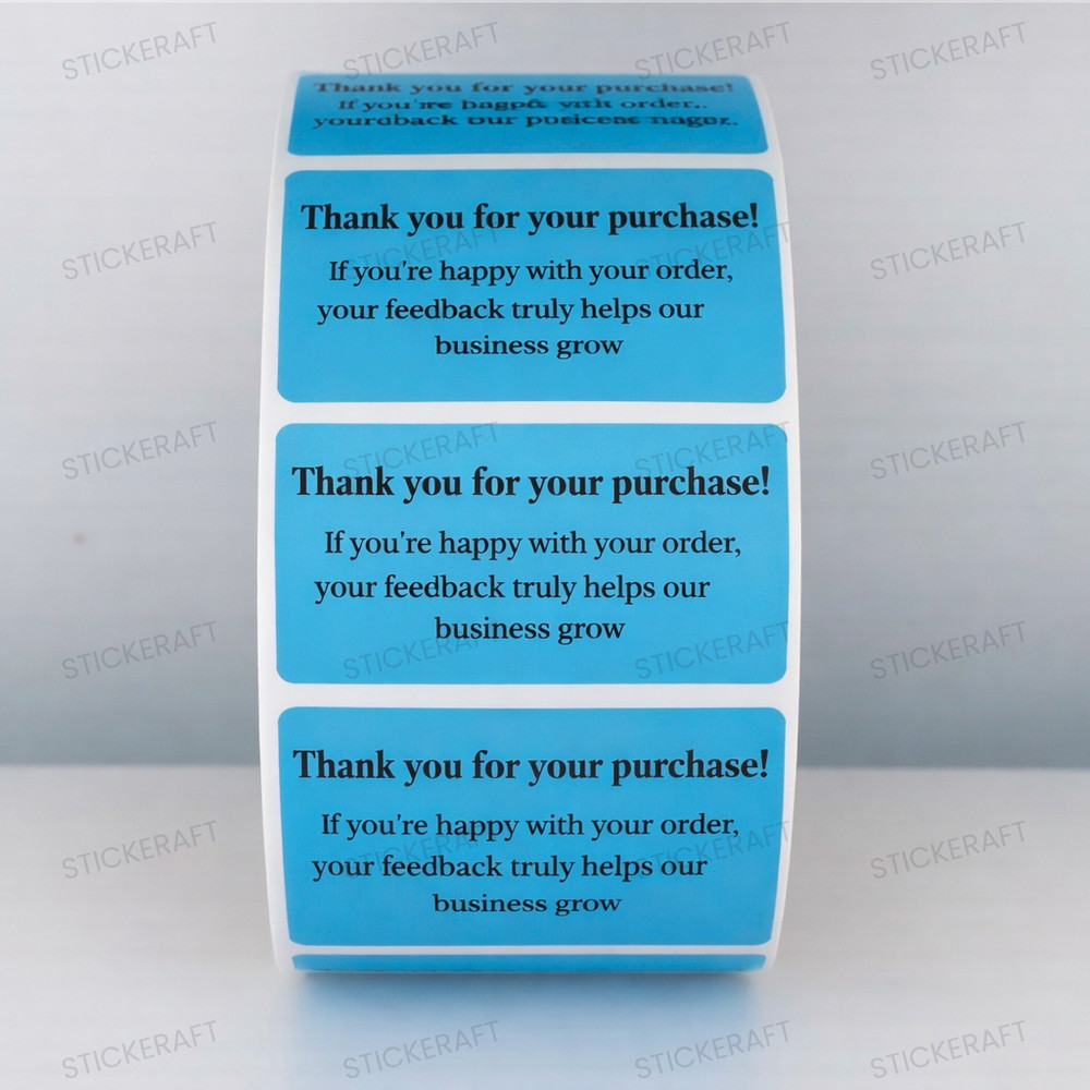 Thank You Stickers White – Feedback Message Small Business Labels | 50 Stickers