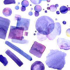 Purple Watercolor Swatch Bubble Stickers Junk Journals Collage Scrapbook