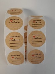 100pcs Round Sticker Seals Kraft Paper Handmade With Love Self Adhesive NEW