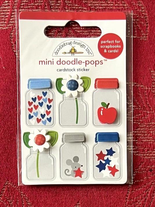 VERY RARE & ONLY 1 – TINY TREASURES MASON JAR DOODLEBUG DOODLE-POPS 3D STICKERS
