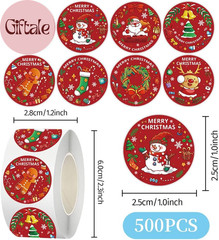 500 Pcs Christmas Stickers 1.0Inch Winter Holiday Envelope Stickers round Xmas L