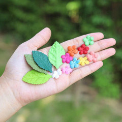 200 Pcs Handmade Mixed Mulberry Paper Flowers Petals and Leaves Scrapbooking Wed