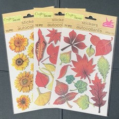 Cute Glitter Accented Sunflowers & Leaves Pop Up Sticker Sheets (5x7in)