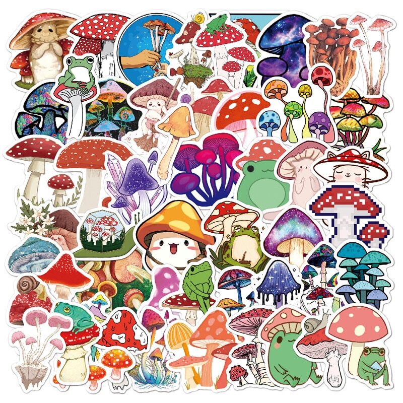 50 Cartoon Mushroom Cute Plant Scrapbooking Kawaii Skateboard Aesthetic Stickers