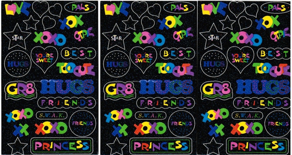 Mrs. Grossman’s Glitter GAB Girly XOXO Princess Scrapbook Stickers 3 Sheets