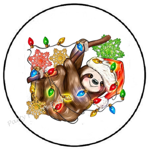 SLOTH CHRISTMAS LIGHTS ENVELOPE SEALS LABELS STICKERS PARTY FAVORS