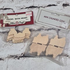 Vintage Wooden Items Spools Cows Churns for Crafting Folk Art Country Crafts Lot