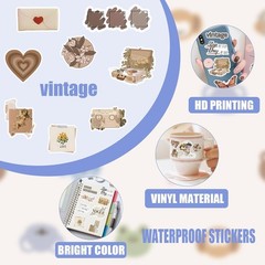 120Pcs Vintage Stickers, Waterproof Scrapbook Aesthetic Sticker for Daily Planne
