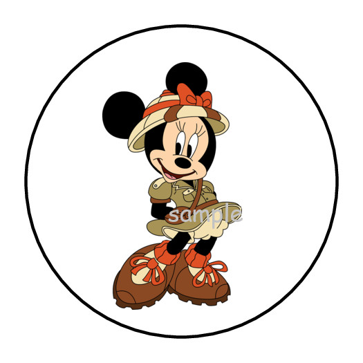 30 SAFARI MINNIE STICKERS ENVELOPE SEALS LABELS 1.5″ ROUND CUSTOM MADE