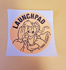 RARE! vintage 80’s Safeway neon orange Ducktales Launchpad sticker *restored*