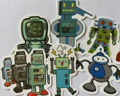 ROBOT ASSORTMENT Stickers (6pc)Buzz•Metal•Beep•Strong •Machine•Computer•￼Chat• ￼