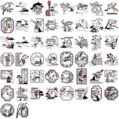 50/100PCS Black and White Antique Silhouette Sticker Pack Waterproof Transparent