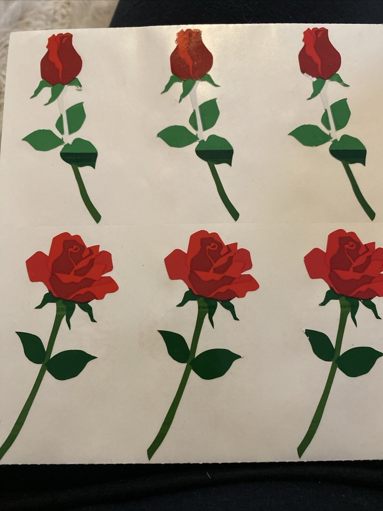 Mrs. Grossman’s Stickers RED ROSES Flowers Lot Of 3 Strips Free Ship USA