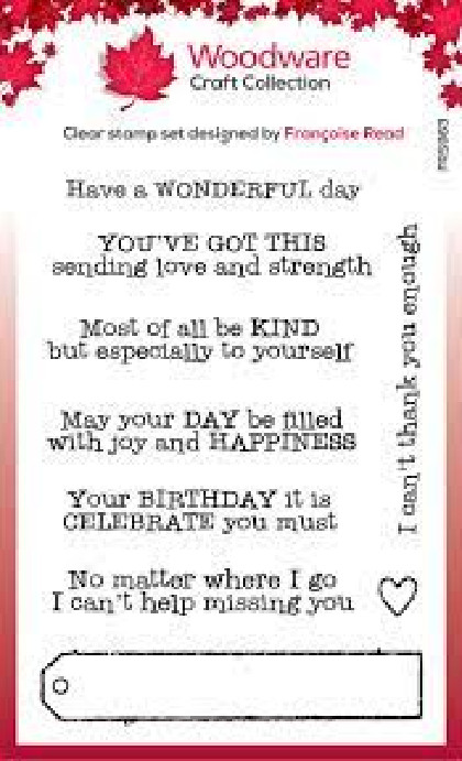 Woodware Craft COLLECTION CLEAR ACRYLIC STAMPS – LONG TAG WISHES