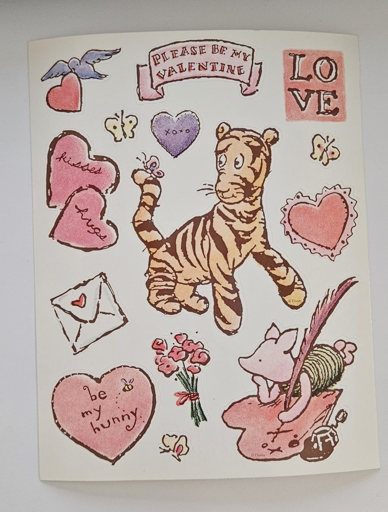 Vintage Classic Winnie the Pooh Tigger and Piglet sticker sheet, unused
