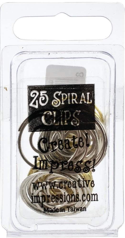 Creative Impressions Metal Spiral Clips 25/Pkg, Gold & Silver 85001