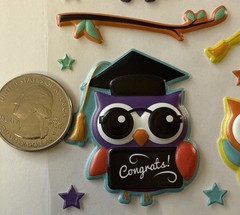 PUFFY GRADUATION OWL Stickers(23pc)Walmart•School •Diploma•Stars•Card Making•