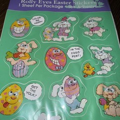 NEW SEALED VTG CARLTON American Greetings Rolly Eyes Easter Stickers Cute Funny