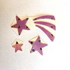 Vtg Satin Puffy Sparkly Star Stickers June Kessler Purple 80s Trimmed Lot