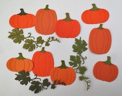 Pumpkin Fall leaves Cardstock Paper Die Cut Embellishment 9pcs Scrapbook