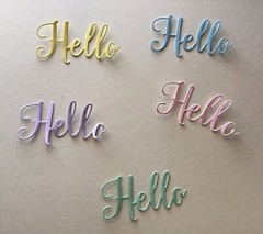«Hello» word die cut embellishments Choose Color 8 pcs 1-1/4”x2-1/4”