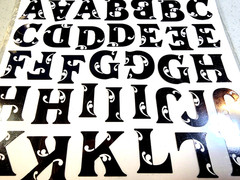 Black Flourish Alpha Large Numbers Clear Stickers 84pc Swirl Scrapbooking Sticko