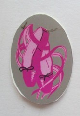 Vtg Ballet Slippers Sandylion Stickers Lot of 2 Prism Round Mylar Foil Shoes