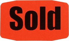 Sold Stickers, Fluorescent Red, 1000